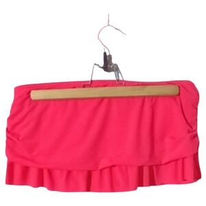 Swim Skirt Ruffle Hem Swimsuit Bottom Cover Up Hot Pink